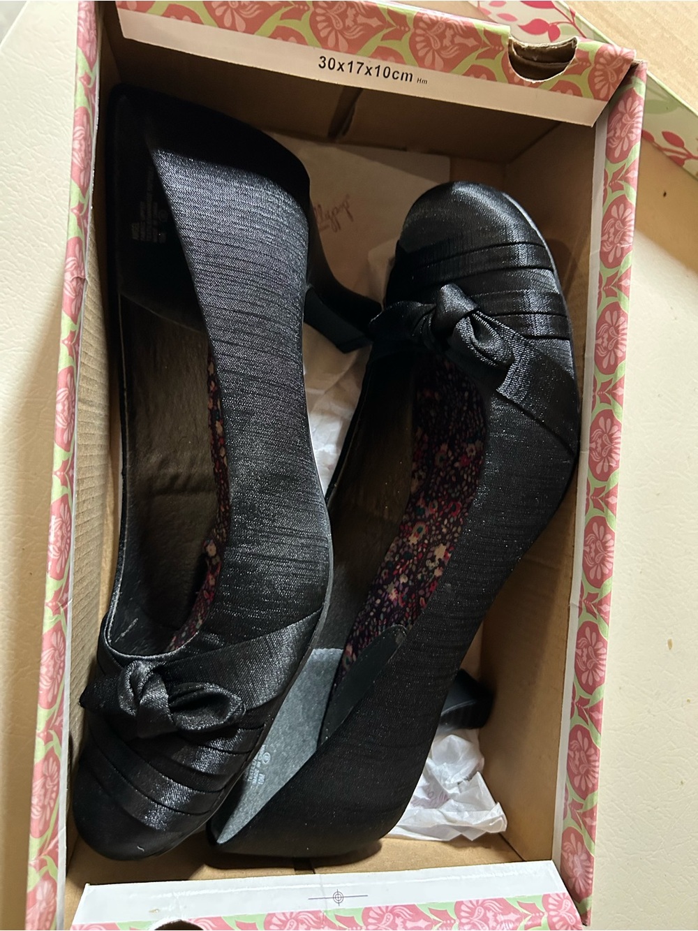 Jellypop Black Satin Bow Heels